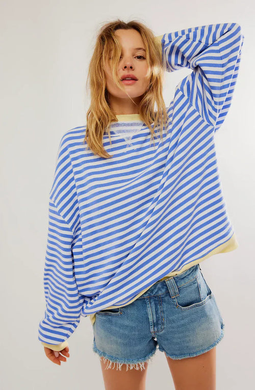 Mila felpa Oversize – felpa Confortevole con Rayures classico e dettagli a contrasto