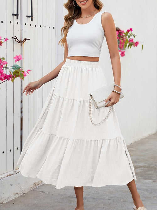 Neyla Gonna Maxi Donna – Gonna Bohémien Vita Alta arricciata & Balze Tasche