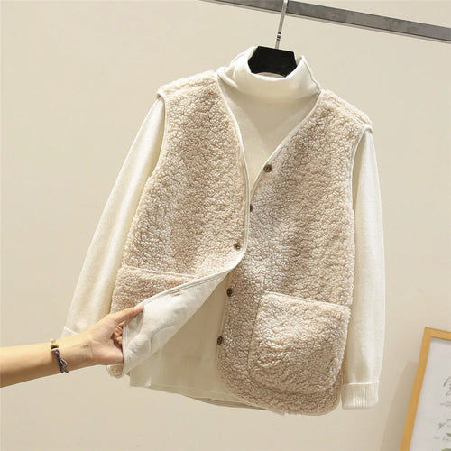Kate Cardigan Donna Senza Maniche – Sherpa Effet Lana di Mouton Caldo, Leggero & Casual
