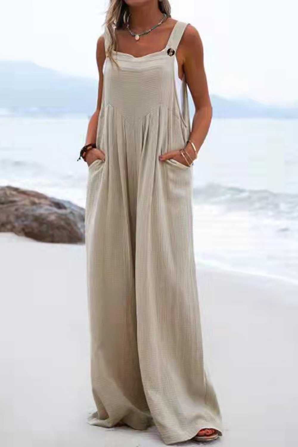 Sophia Salopette Donna – Style Bohémien, Pantaloni Amples e Bretella Spaghetti Leggeri
