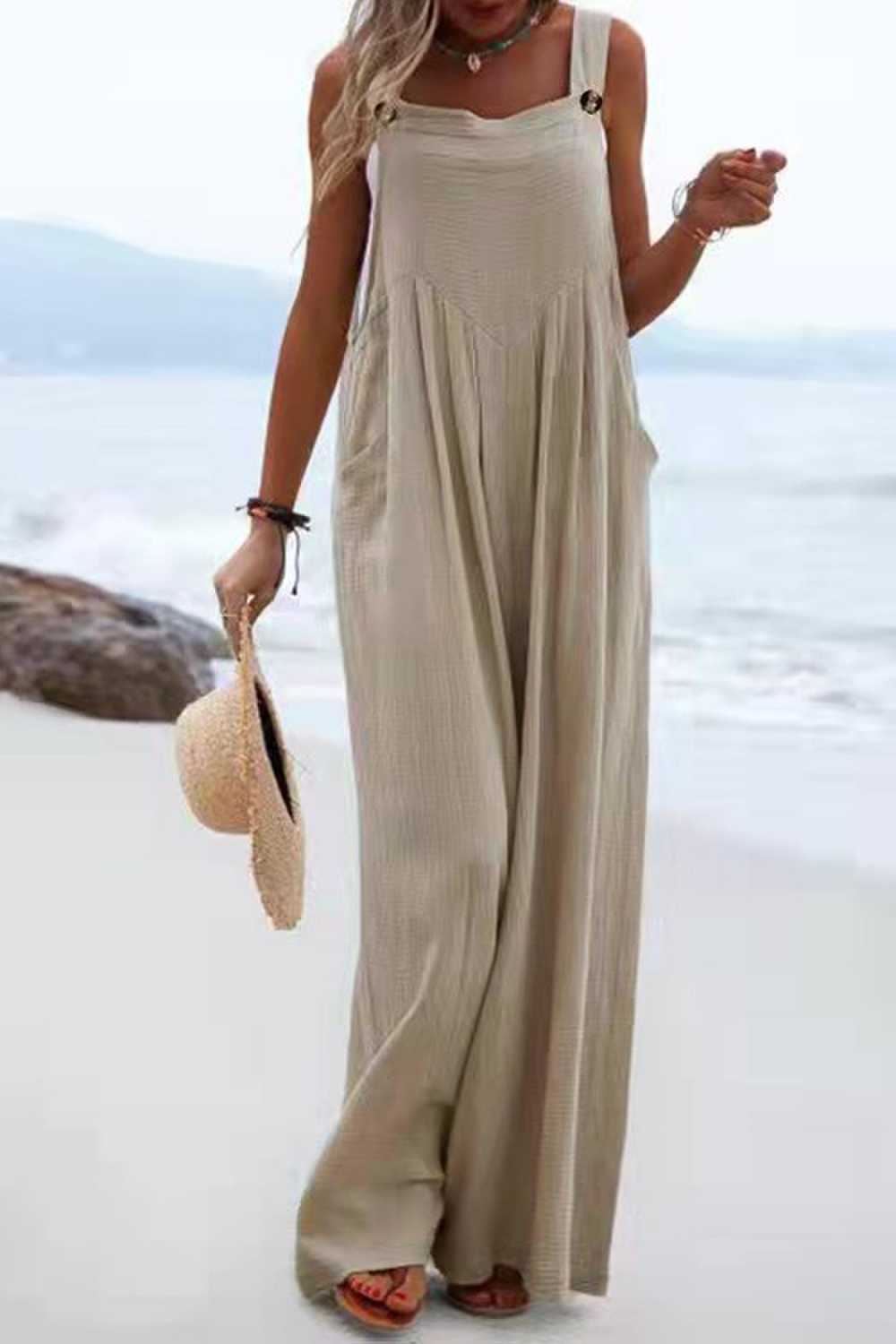 Sophia Salopette Donna – stile Bohémien, Pantaloni Amples e Bretella Spaghetti Leggeri