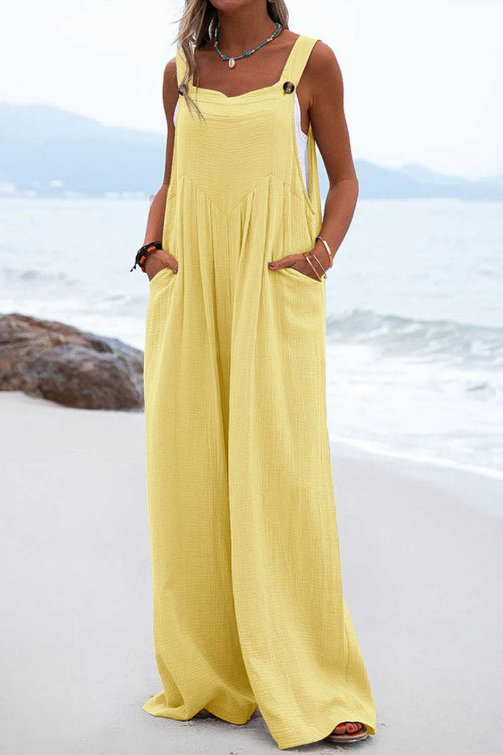 Sophia Salopette Donna – Style Bohémien, Pantaloni Amples e Bretella Spaghetti Leggeri