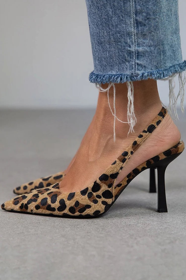 Sadie Escarpins Donna a Bout Pointu – Talon Aiguille Fin con Stampa Animal & Bride Arrière Réglable