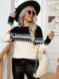 Samira Maglione Donna – Maglione Norvégien Elegante in Maglia Chaude con Motifs Géométriques