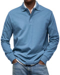 River Polo Longues Manches Uomo – Polo Confortevole in Cotone Mélangé con Linea Droite