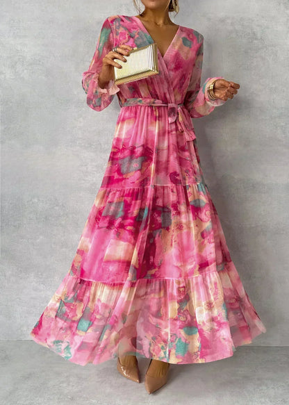 Abito Lungo Donna in chiffon, motivo floreale