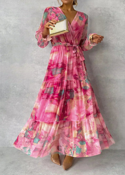 Abito Lungo Donna in chiffon, motivo floreale