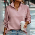 Leyna Maglione in Maglia Côtelée Donna – Top Leggero e Morbido con Col Elegante Zippé