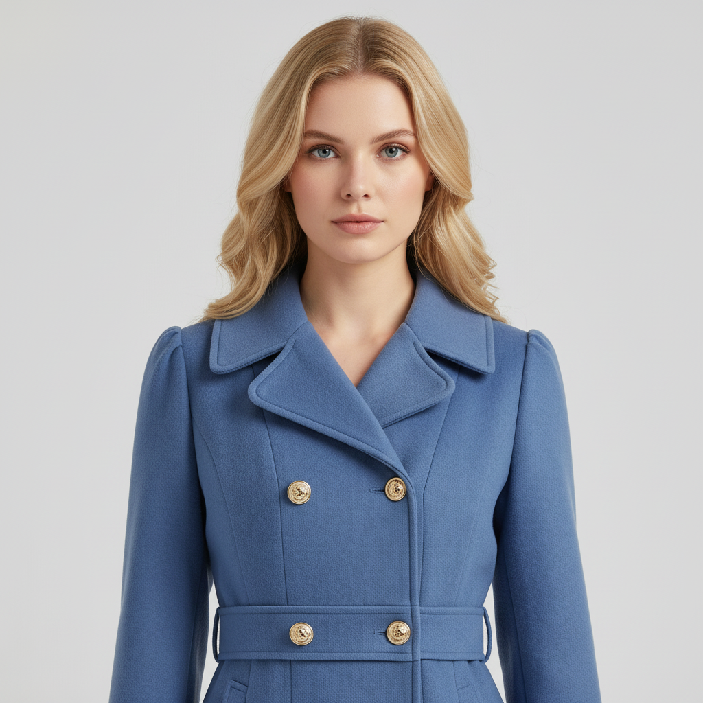 Livy Trench Donna Cintré – Cappotto Elegante a Double Boutonnage, Ceinture e Gonna Plissée