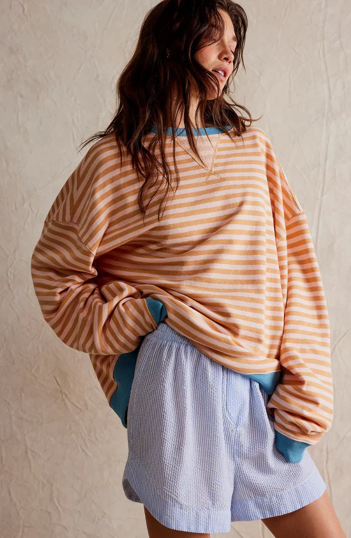 Mila Sweat Oversize – Sweat Confortevole con Rayures Classiques e Détails Contrastés