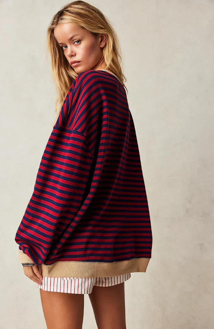 Mila Sweat Oversize – Sweat Confortevole con Rayures Classiques e Détails Contrastés