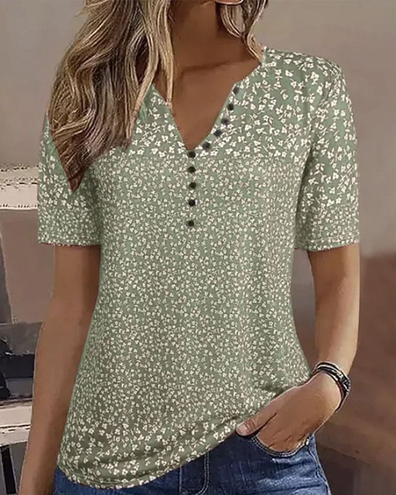 Top d’Estate Donna Naomi – T-Shirt a Stampa a Fiori con Maniche Corte & Linea Stretch Confortevole