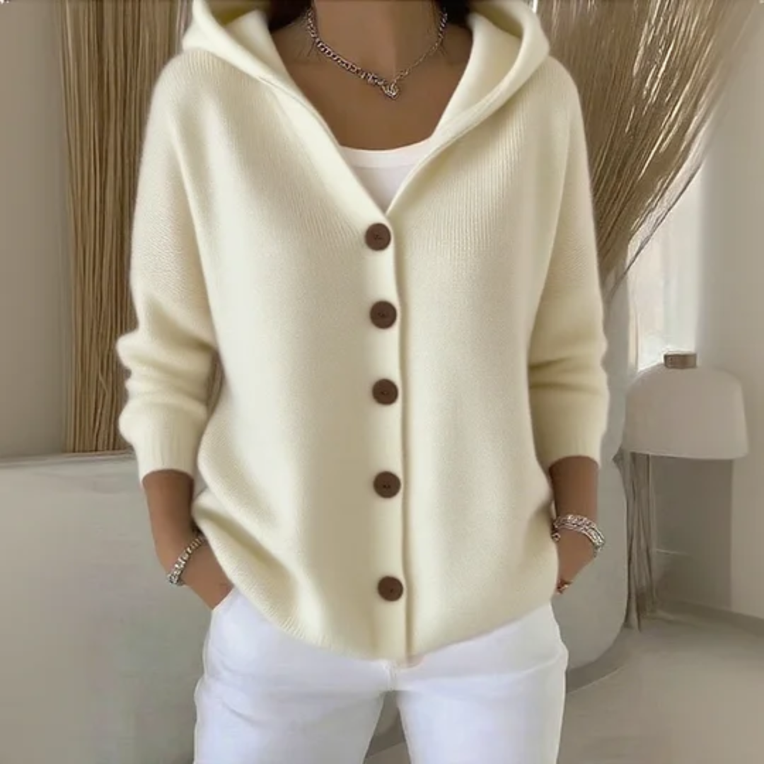 Rosie Cardigan a Capuche in Tricot per Donna – Linea Droite Chaleureuse a l’Aspect Cachemire