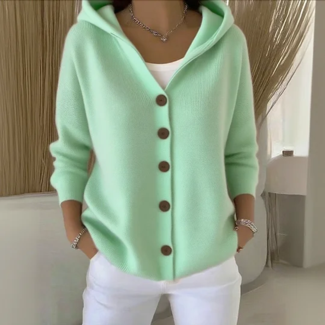 Rosie Cardigan a Capuche in Tricot per Donna – Linea Droite Chaleureuse a l’Aspect Cachemire