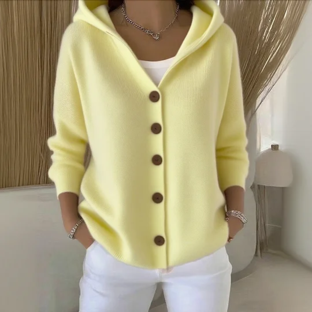 Rosie Cardigan a Capuche in Tricot per Donna – Linea Droite Chaleureuse a l’Aspect Cachemire