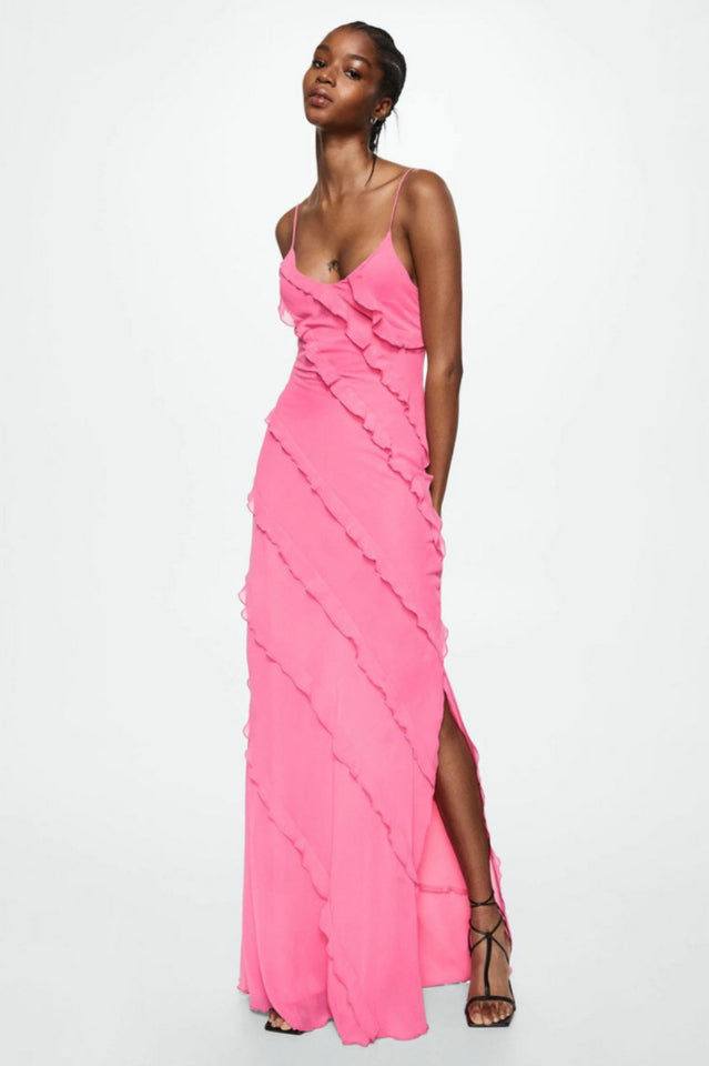 Robe Longue Donna Ashtine – Abito d’Estate Leggera a Balze con Gonna a Étages & Look di Plage