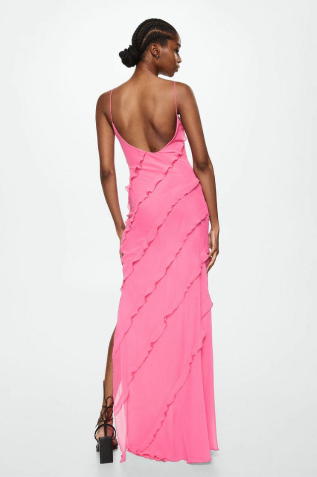 Robe Longue Donna Ashtine – Abito d’Estate Leggera a Balze con Gonna a Étages & Look di Plage