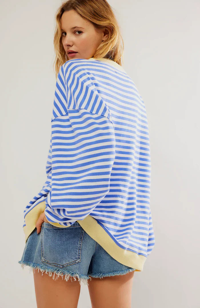 Mila Sweat Oversize – Sweat Confortevole con Rayures Classiques e Détails Contrastés