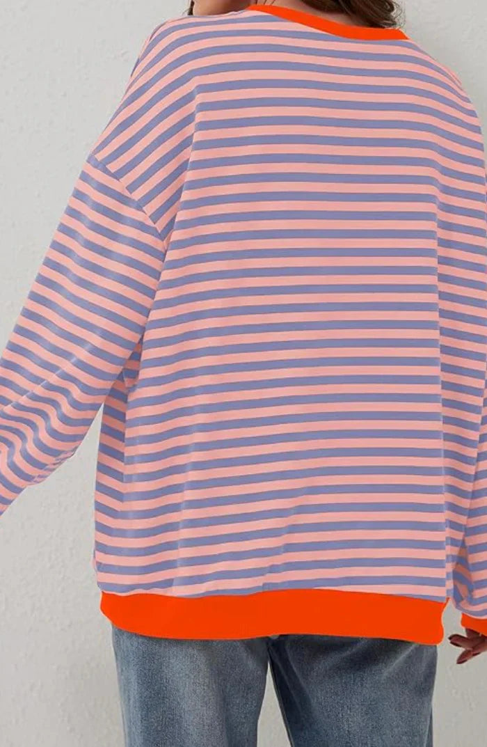 Mila Sweat Oversize – Sweat Confortevole con Rayures Classiques e Détails Contrastés