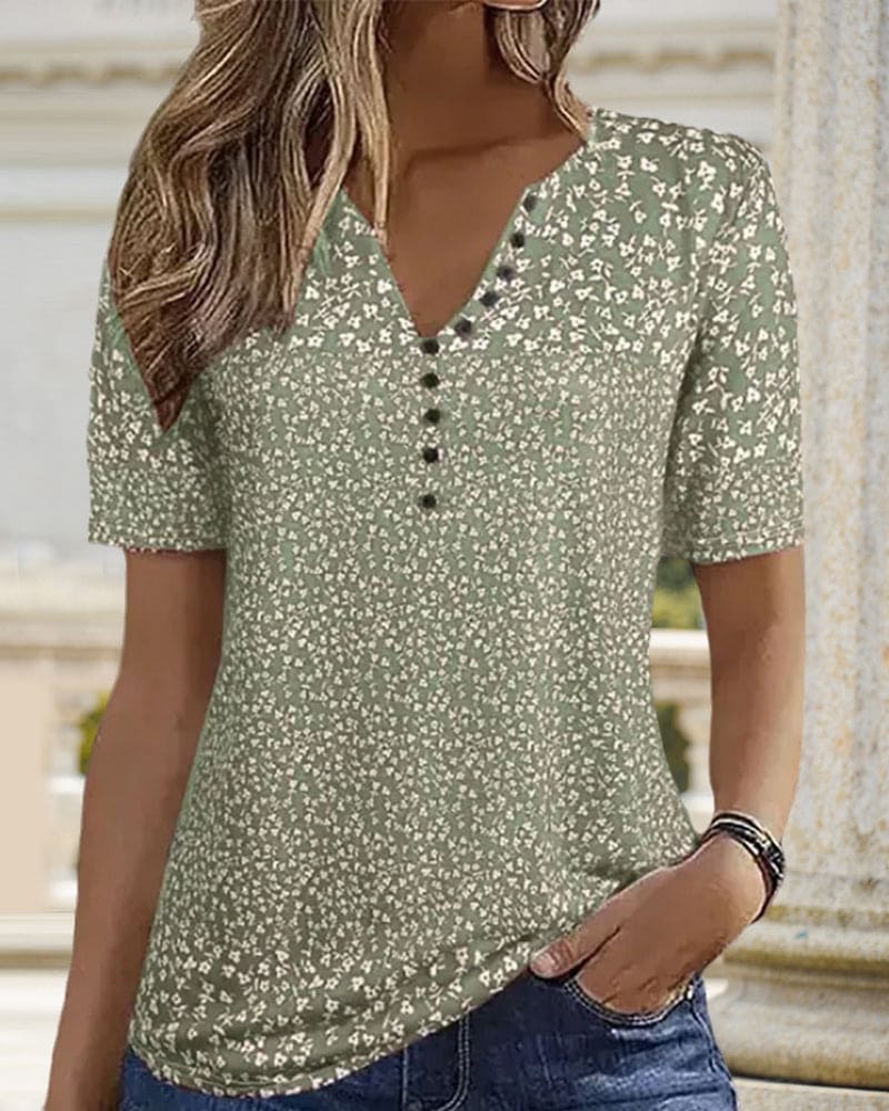 Top d’Estate Donna Naomi – T-Shirt a Stampa a Fiori con Maniche Corte & Linea Stretch Confortevole