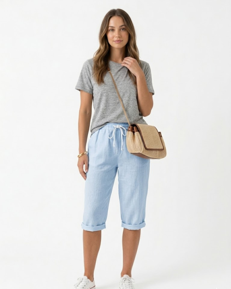 Serena Pantalone Donna Cotone Lin – Linea Casual & Vita Elastica Respirante