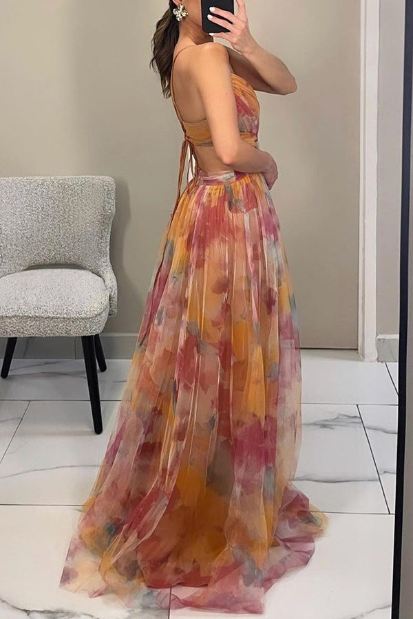 Abito Lungo Donna in mesh, motivo floreale — vista 6
