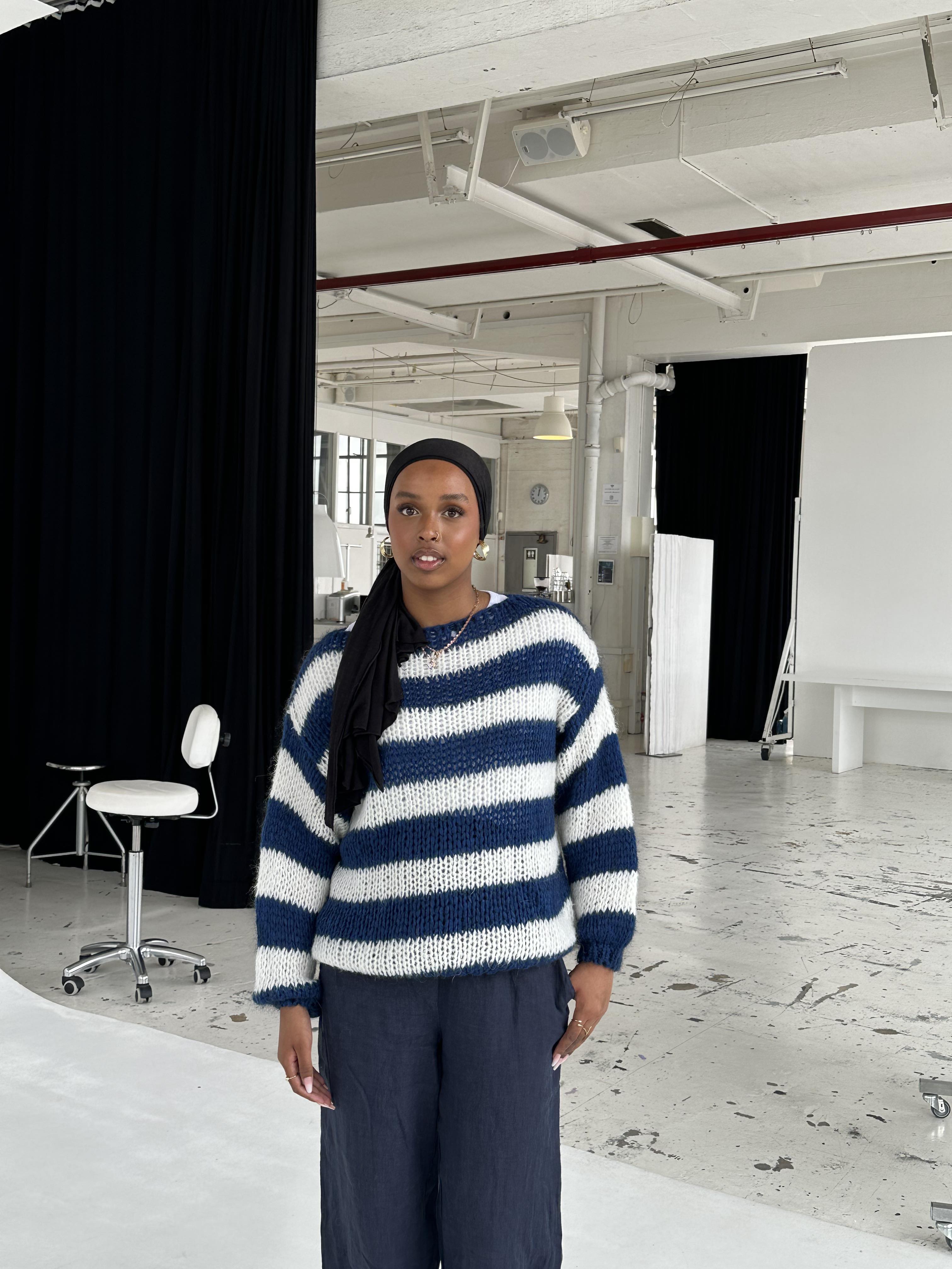 Tes Maglione Rayé Oversize Donna – Tricot Morbido con Vestibilità Ampia, Girocollo & Style Confortevole