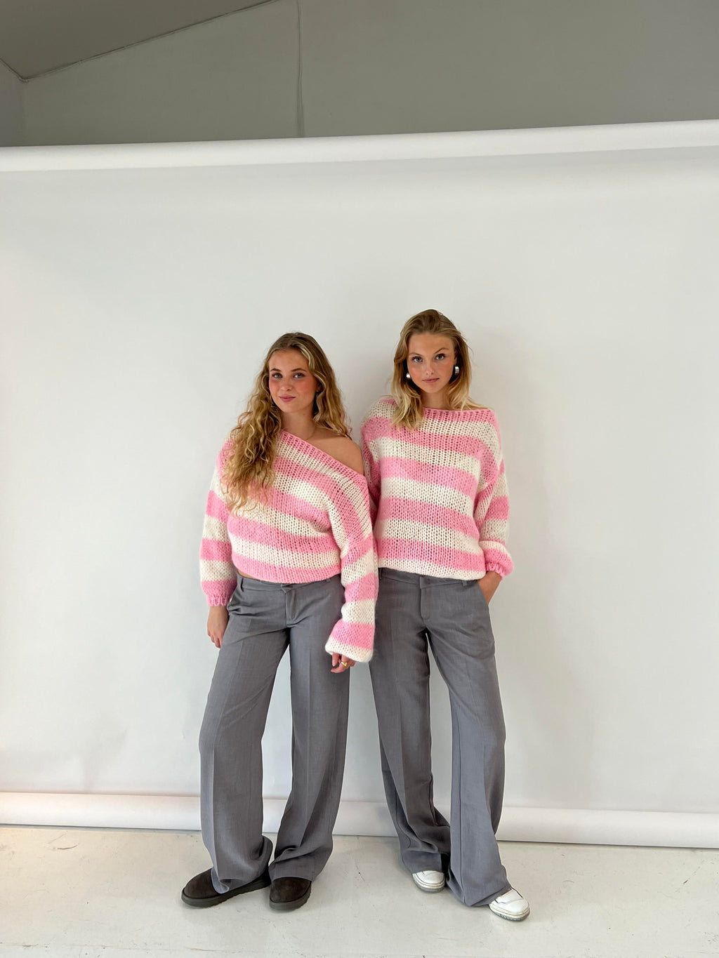 Tes Maglione Rayé Oversize Donna – Tricot Morbido con Vestibilità Ampia, Girocollo & Style Confortevole