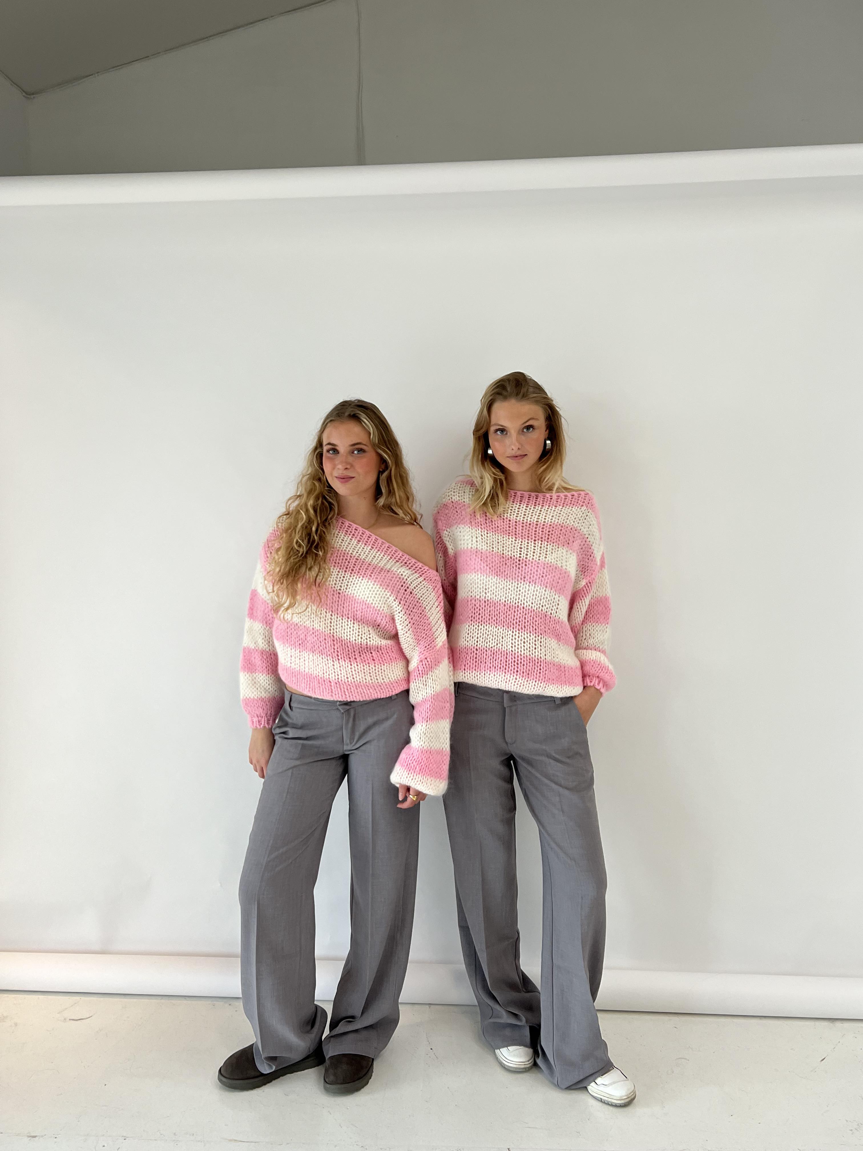 Tes Maglione Rayé Oversize Donna – Tricot Morbido con Vestibilità Ampia, Girocollo & Style Confortevole