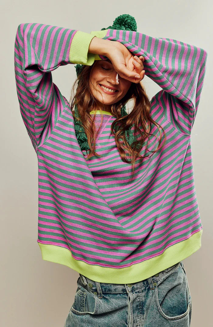 Mila Sweat Oversize – Sweat Confortevole con Rayures Classiques e Détails Contrastés