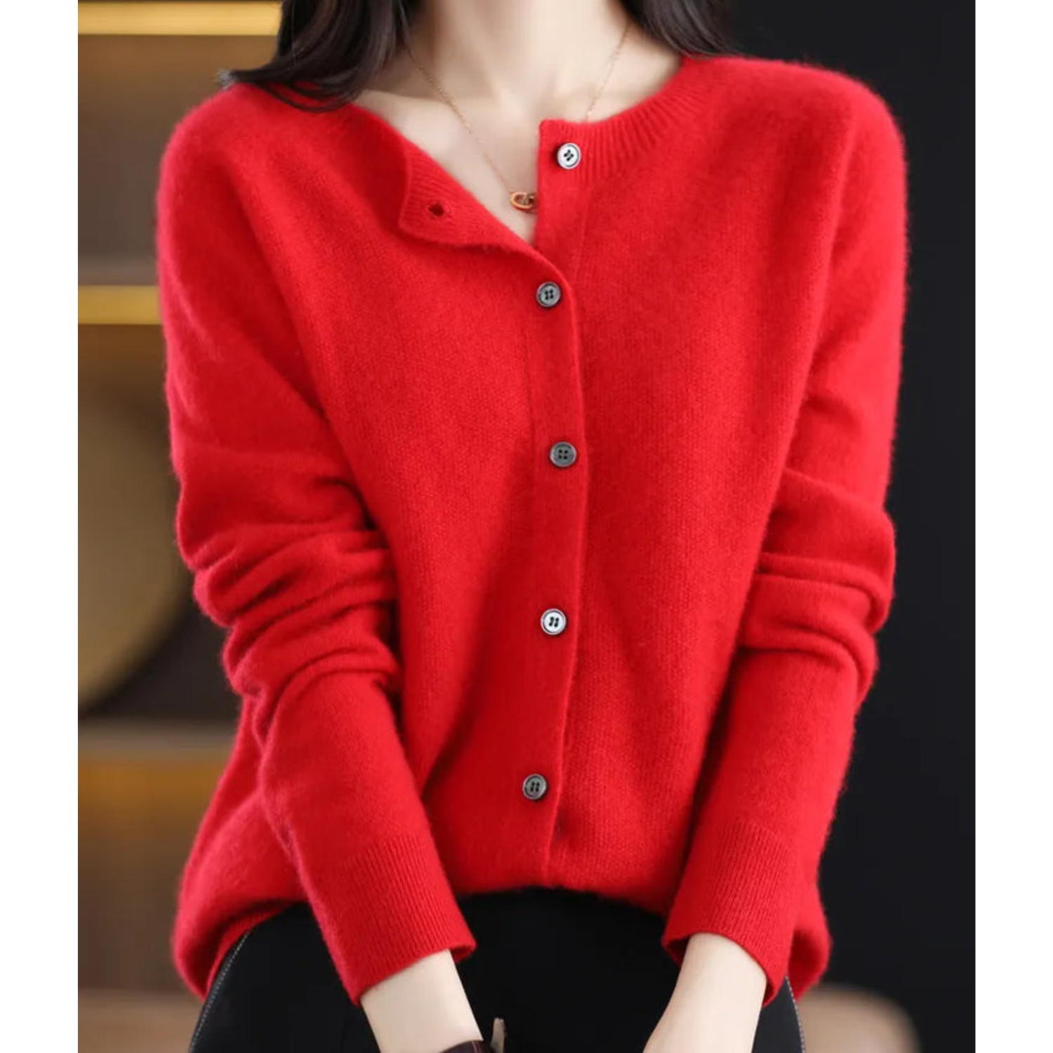 Mercy Cardigan Donna – Cardigan Elegante in Lana Mérinos & Cachemire Morbido a Girocollo