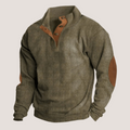 Tristan Maglione Uomo – Sweat Casual in Tissu Morbido con Coudières in Daim & Col Montant