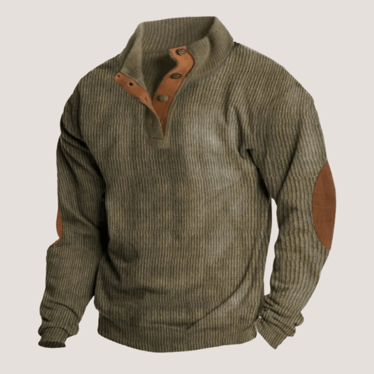 Tristan Maglione Uomo – Sweat Casual in Tissu Morbido con Coudières in Daim & Col Montant