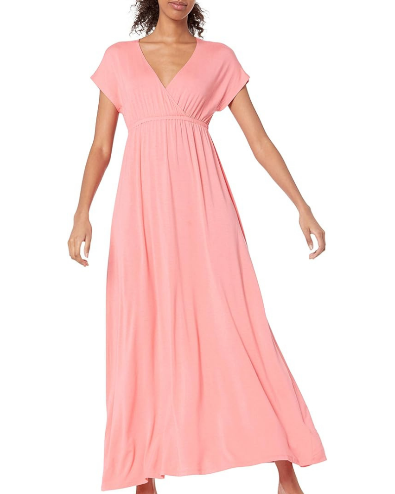 Risa Abito Longue Donna – Scollo a V Croisé, Taille Empire & Linea Fluida Comfort Elegante