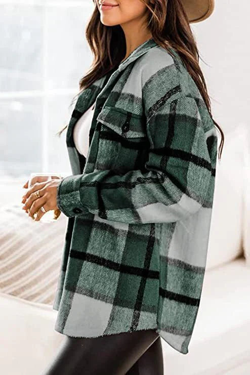 Giacca Donna in tessuto caldo, stile camicia-giacca