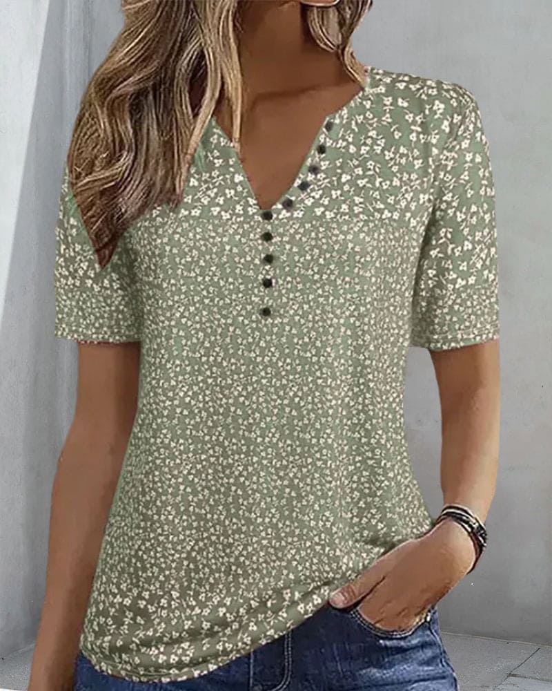 Top d’Estate Donna Naomi – T-Shirt a Stampa a Fiori con Maniche Corte & Linea Stretch Confortevole