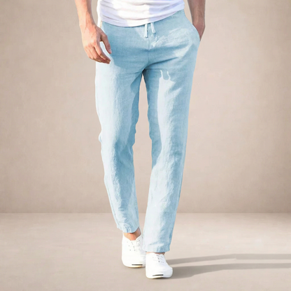 Pantaloni Uomo in lino, taglio dritto con vita elastica — vista 6