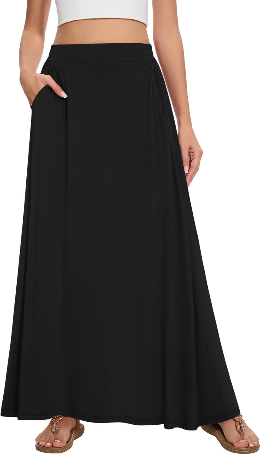 Nina Gonna Maxi Donna – Gonna Fluida Vita Alta, a Trapezio & Tasche Estate