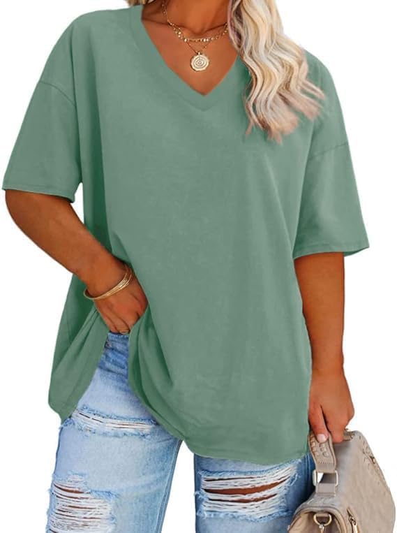Nena T-Shirt Grande Taille Donna – Scollo a V, Linea Oversize, Maniche Corte Estate