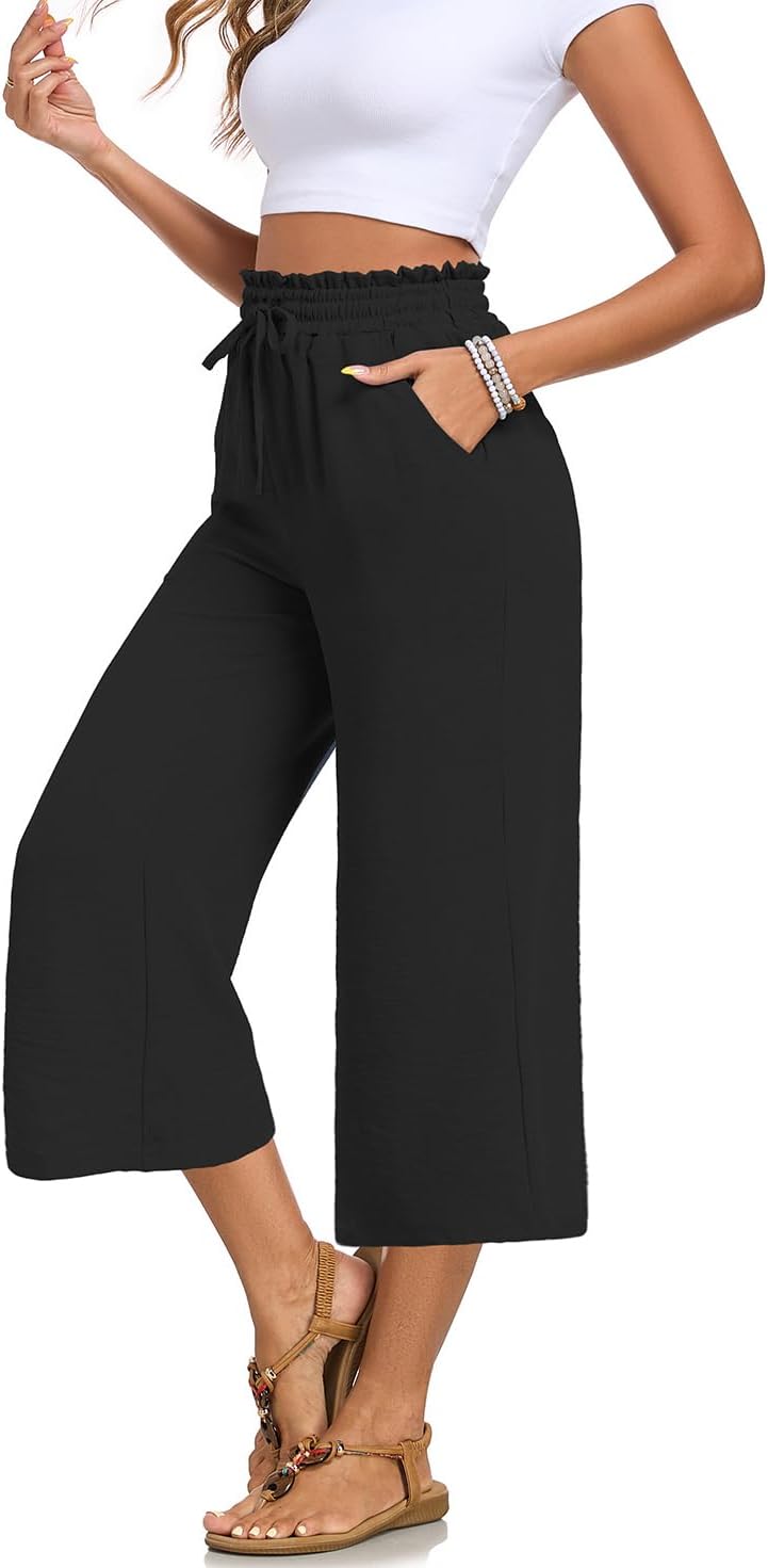 Joanna Pantalone Donna Capri – Linea Large, Vita Alta Elastica, Leggero Estate Chic