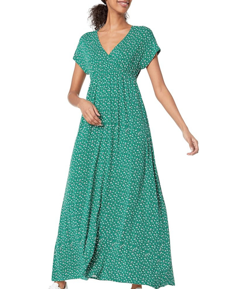 Risa Abito Longue Donna – Scollo a V Croisé, Taille Empire & Linea Fluida Comfort Elegante