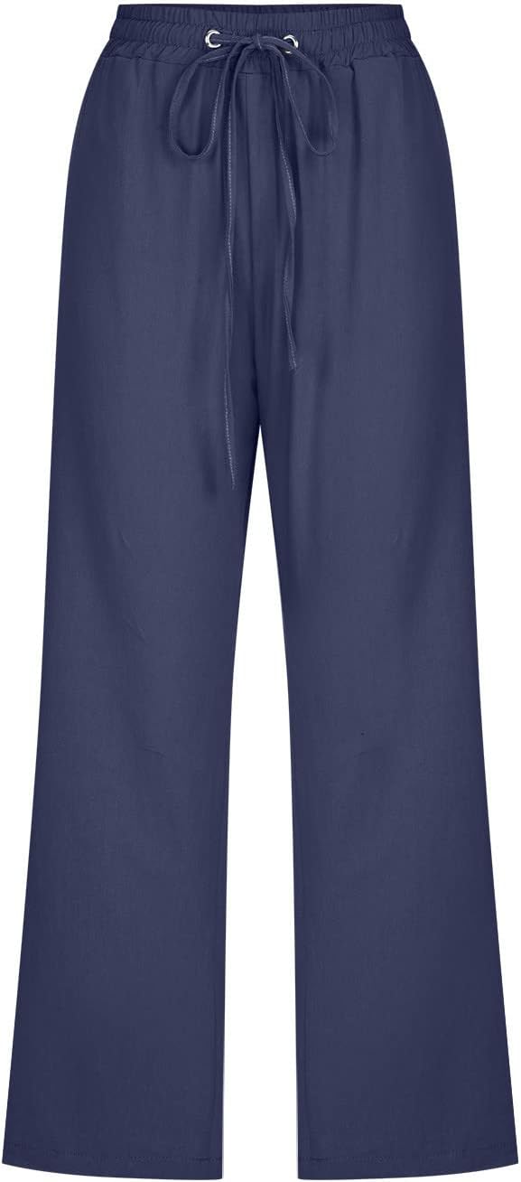Vinia Pantalone Donna Capri Lin – Linea Large, Vita Elastica, Leggero Estate Chic