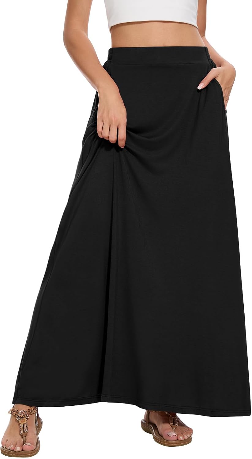 Nina Gonna Maxi Donna – Gonna Fluida Vita Alta, a Trapezio & Tasche Estate