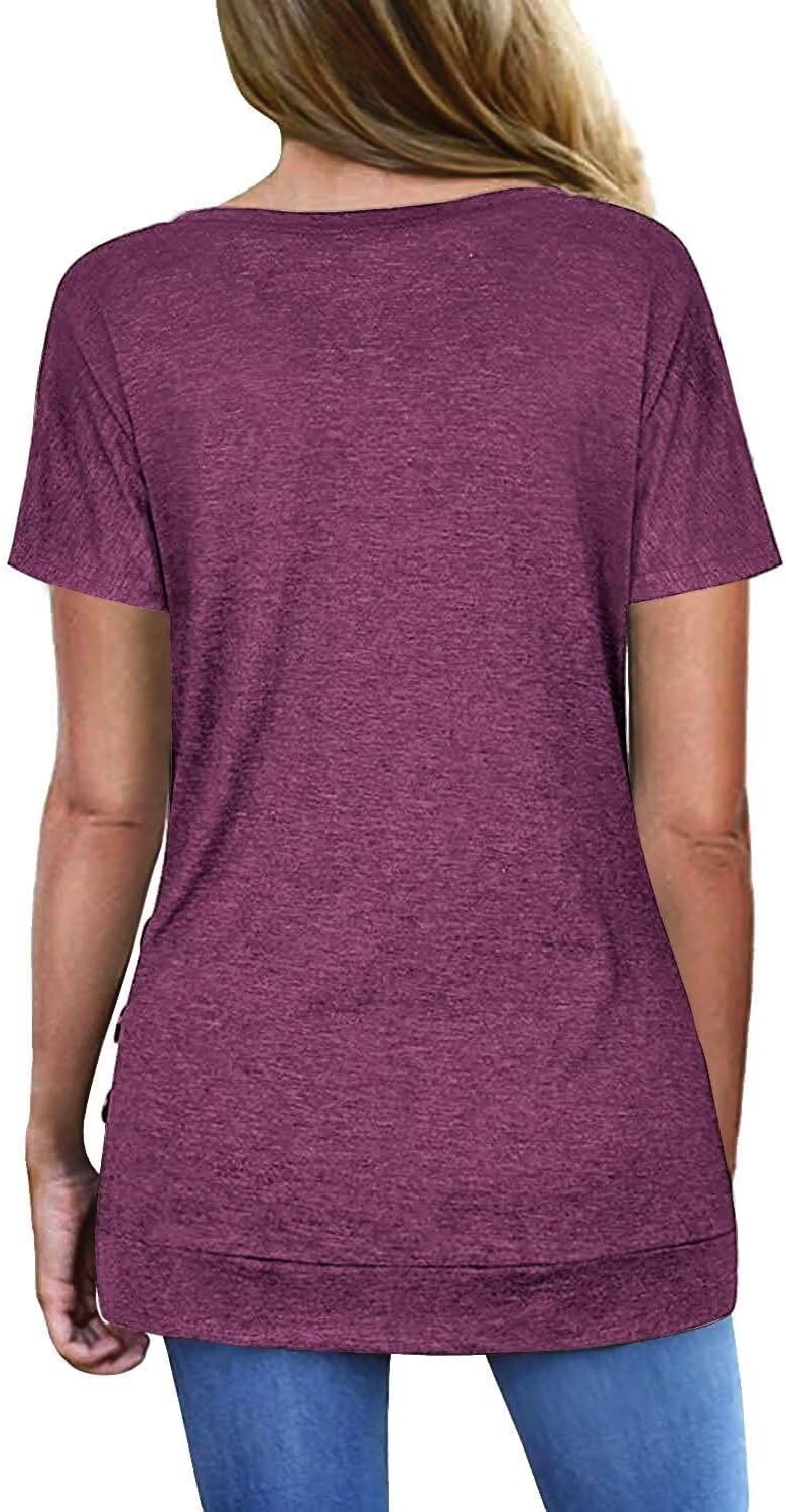 Noémie T-Shirt Donna Oversize – Tunique Scollo a V Boutons Maniche Corte Estate