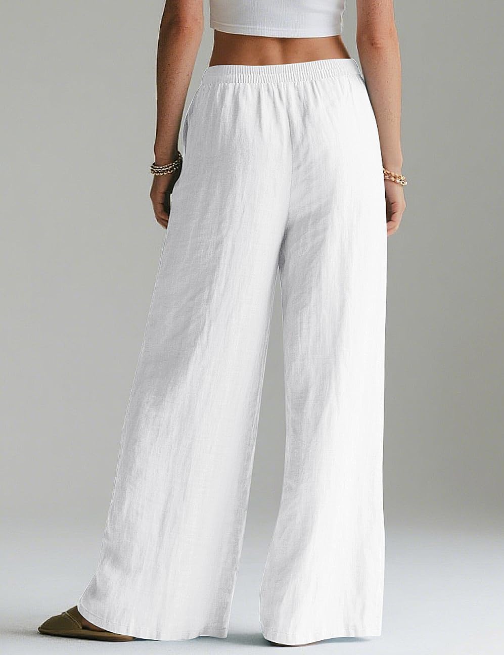 Linda Pantalone Donna – Pantalone Lin Palazzo Vita Elastica & Tasche Estate