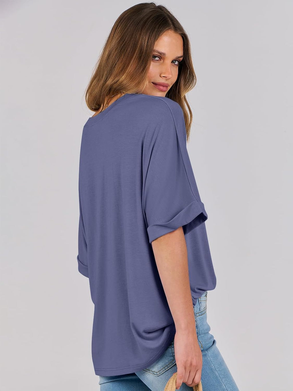 Laura T-Shirt Donna Oversize – Tunique Girocollo Maniche Corte Top Estate Chic