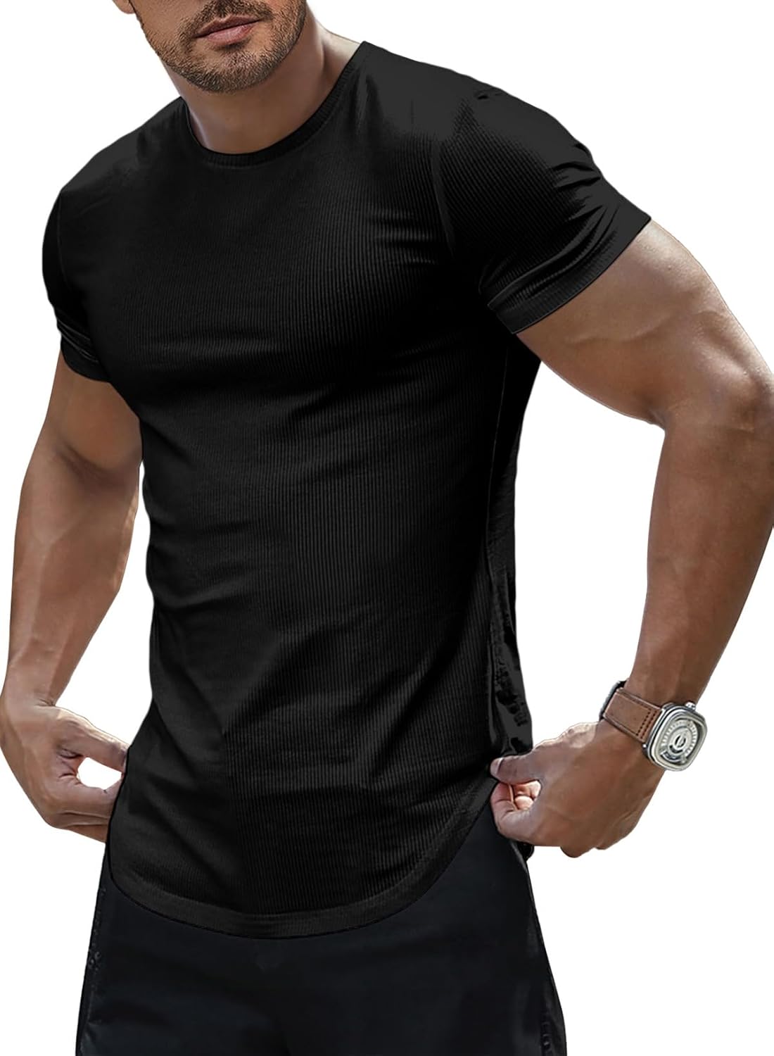 Norman T-Shirt Uomo – Tee-Shirt Slim Fit Stretch, Longline & Sport Estate