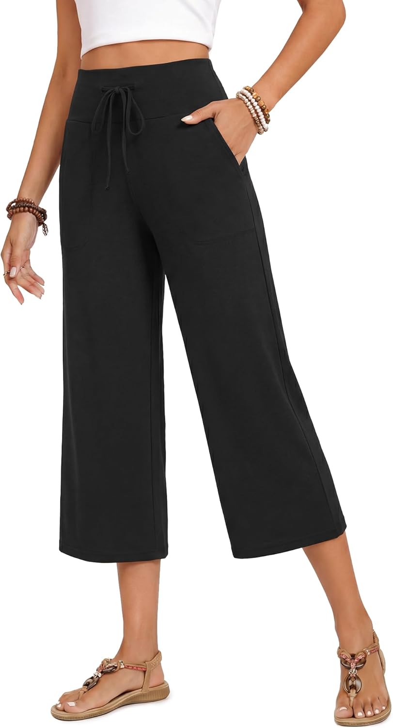 Nina Pantalone Capri Donna – Pantalone Large Vita Alta Cordon & Tasche Estate