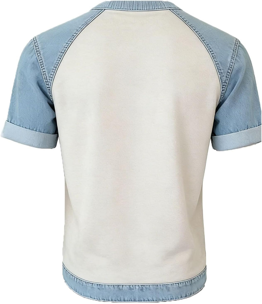 Glaidel Blusa Donna Girocollo – T-Shirt Denim Leggero Linea Fluida Casual Elegante Estate