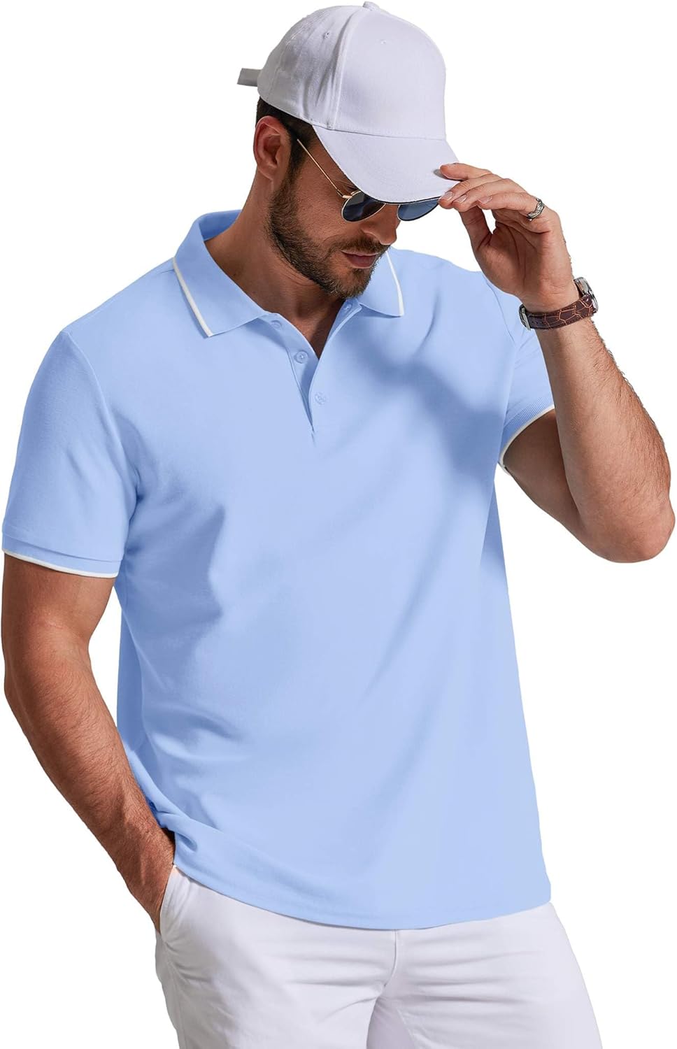Leon Polo Uomo – Polo Cotone Piqué Maniche Corte, Style Casual & Golf Elegante